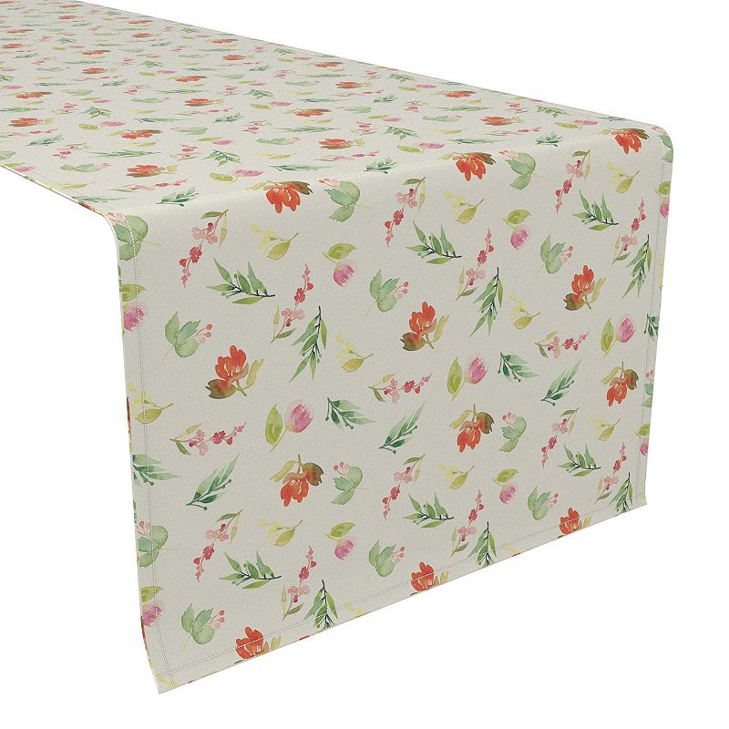 Table Runner， 100% Cotton， 16x90， Painted Petals