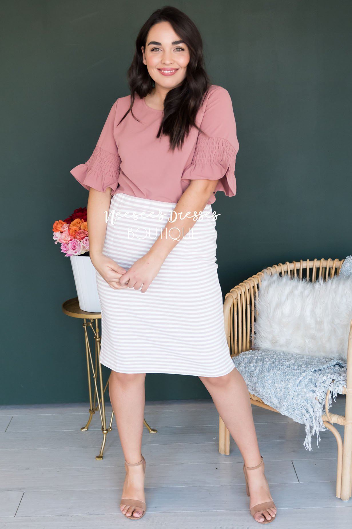 Today's Your Day Striped Pencil Skirt