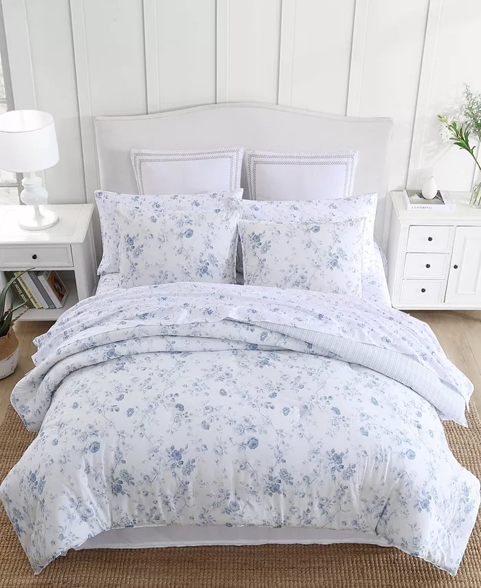 Laura Ashley Belinda Cotton Reversible 2 Piece Comforter Set， Twin XL