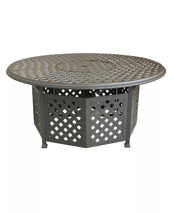 Simplie Fun 53 Round Aluminum Propane Gas Firepit Table Chocolate Silk