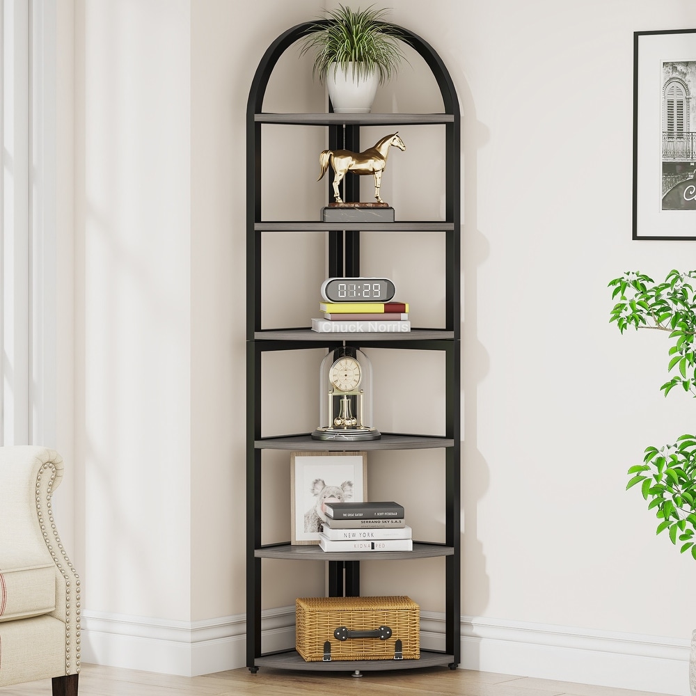 6 Tier/7 Tier Corner Shelf  Tall Corner Bookshelf  Freestanding Display Book Shelf