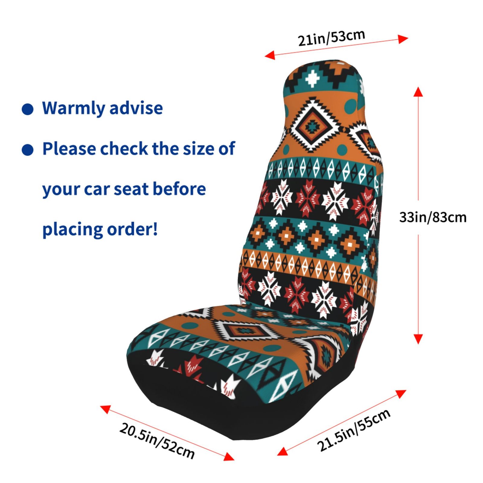 TEQUAN Front Seat Covers， Bohemian Ethnic Tribal Style Pattern 2 Piece Car Seat Cover Fit Most Car SUV Truck Van