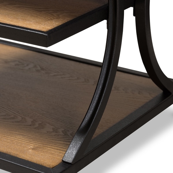 Rustic Brown and Black End Table by Baxton Studio