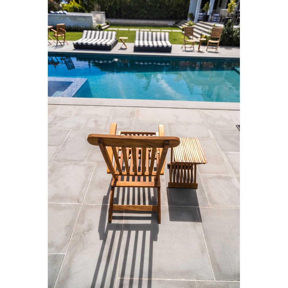 Nordic Style Teak Oiled Sun Lounger and Chair with Foldable Foot Rest