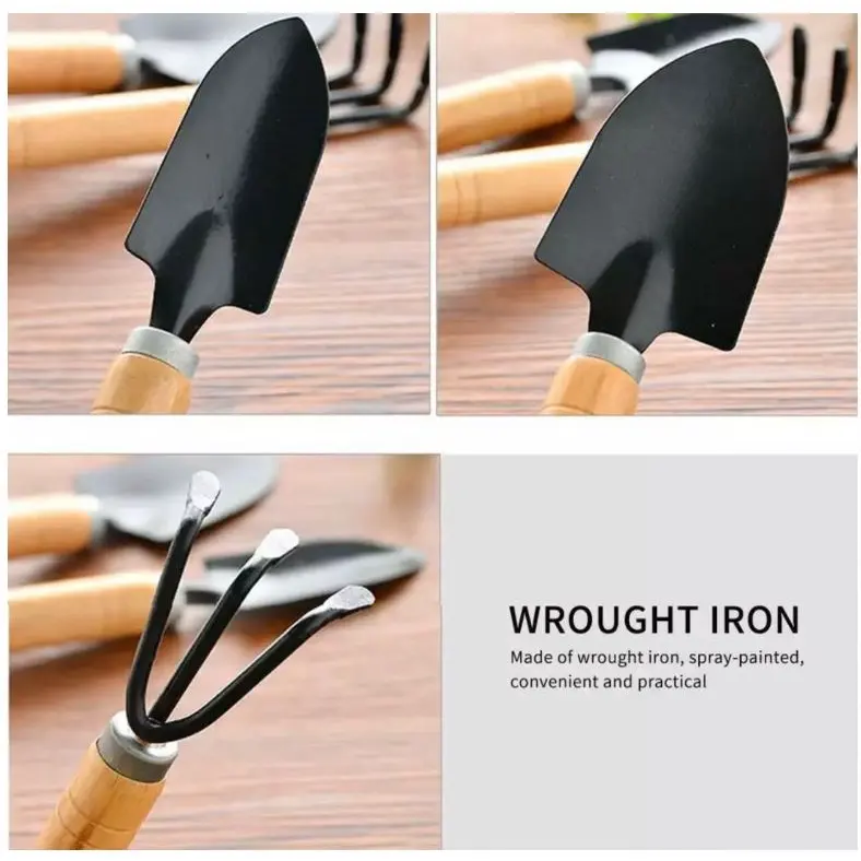 And Meat Planting Tools Shovel Rake Trowel Wood Handle Small Gardening Flower Indoor Kids Garden Tools Set