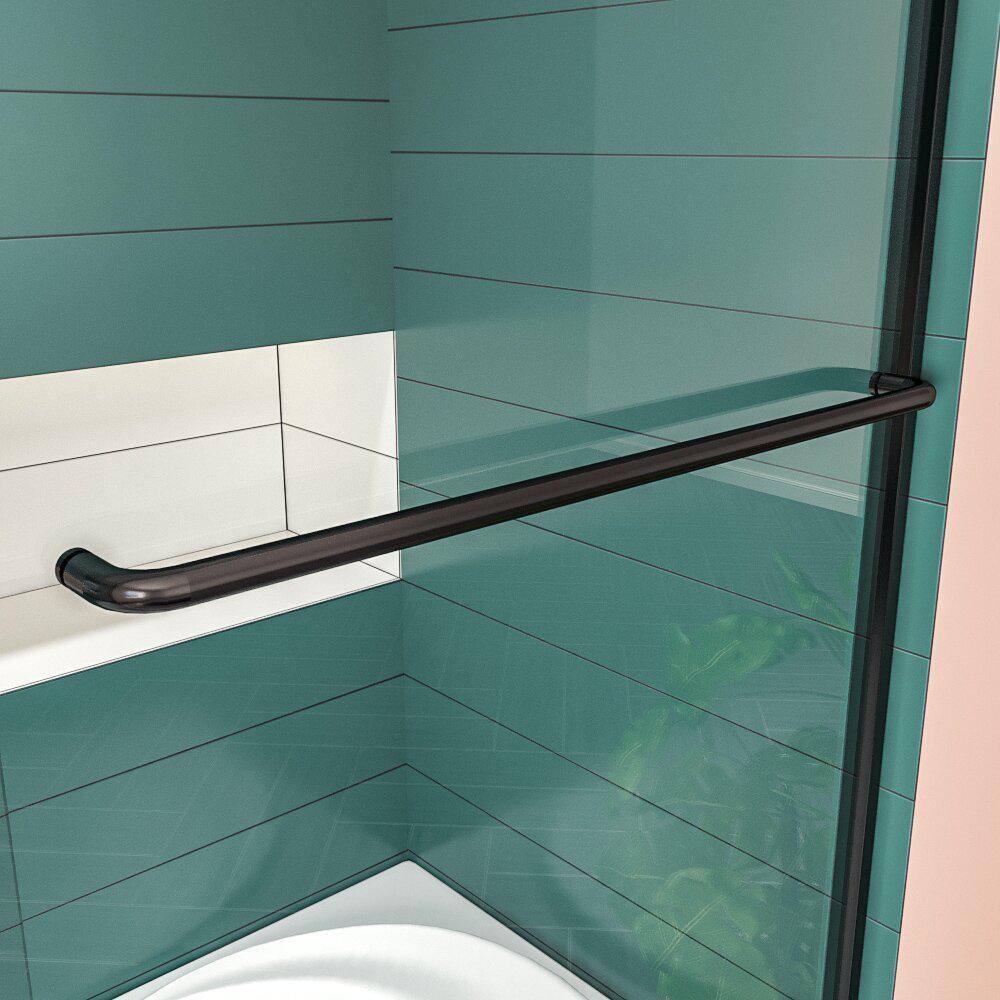 60 in. W x 62 in. H Sliding Semi-Frameless Tub Door in Matte Black Finish WPT-B020-6062O