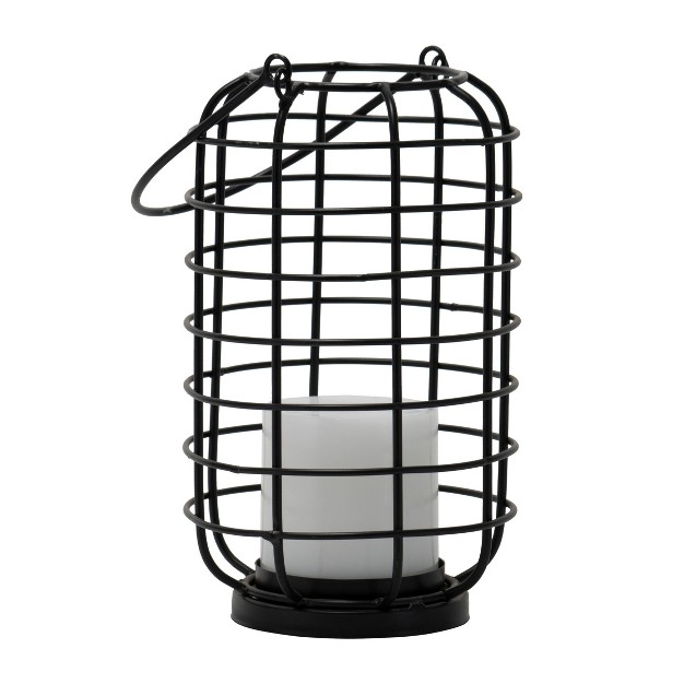 Black Round Metal Wire Pillar Candle Holder With Handle Foreside Home amp Garden