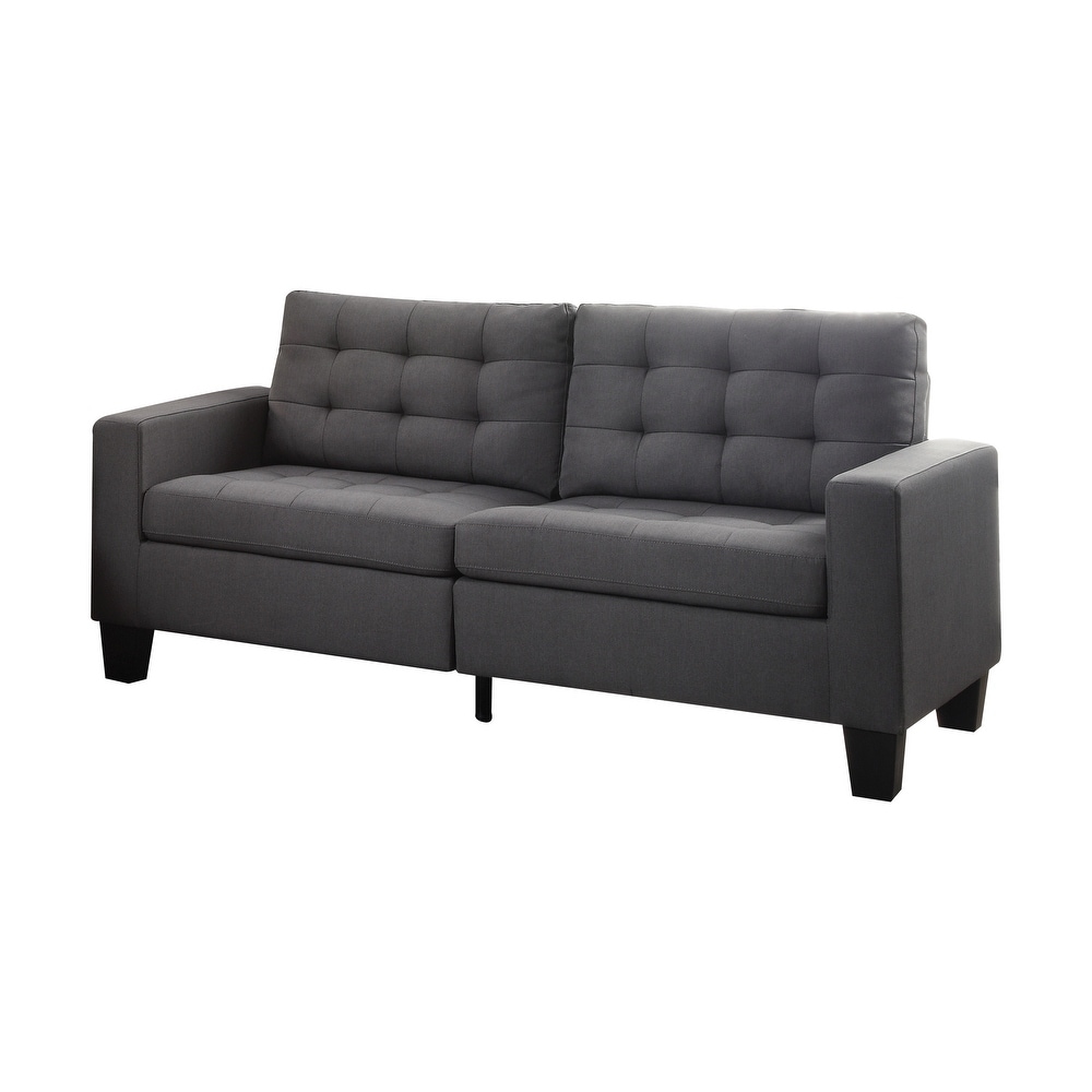 Earsom Sofa with Buttonless Tufted  Tight Back and Seat Cushion  Gray Linen