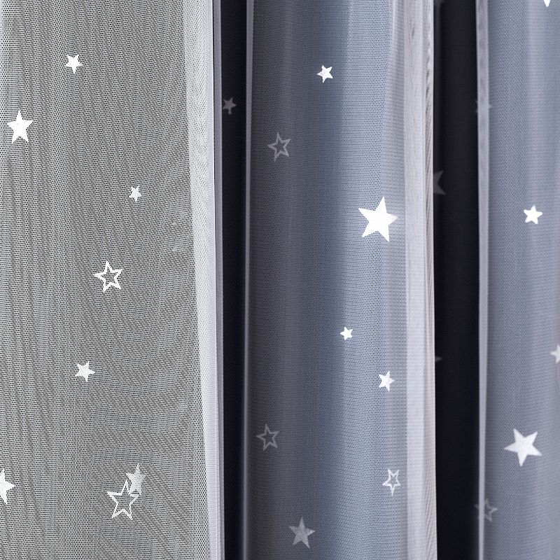 Lush Decor Star Sheer Insulated Grommet Blackout Pair of 2 Window Curtain Panels