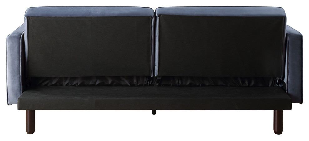 Qinven Adjustable Sofa  Dark Gray Velvet   Transitional   Sleeper Sofas   by Homesquare  Houzz