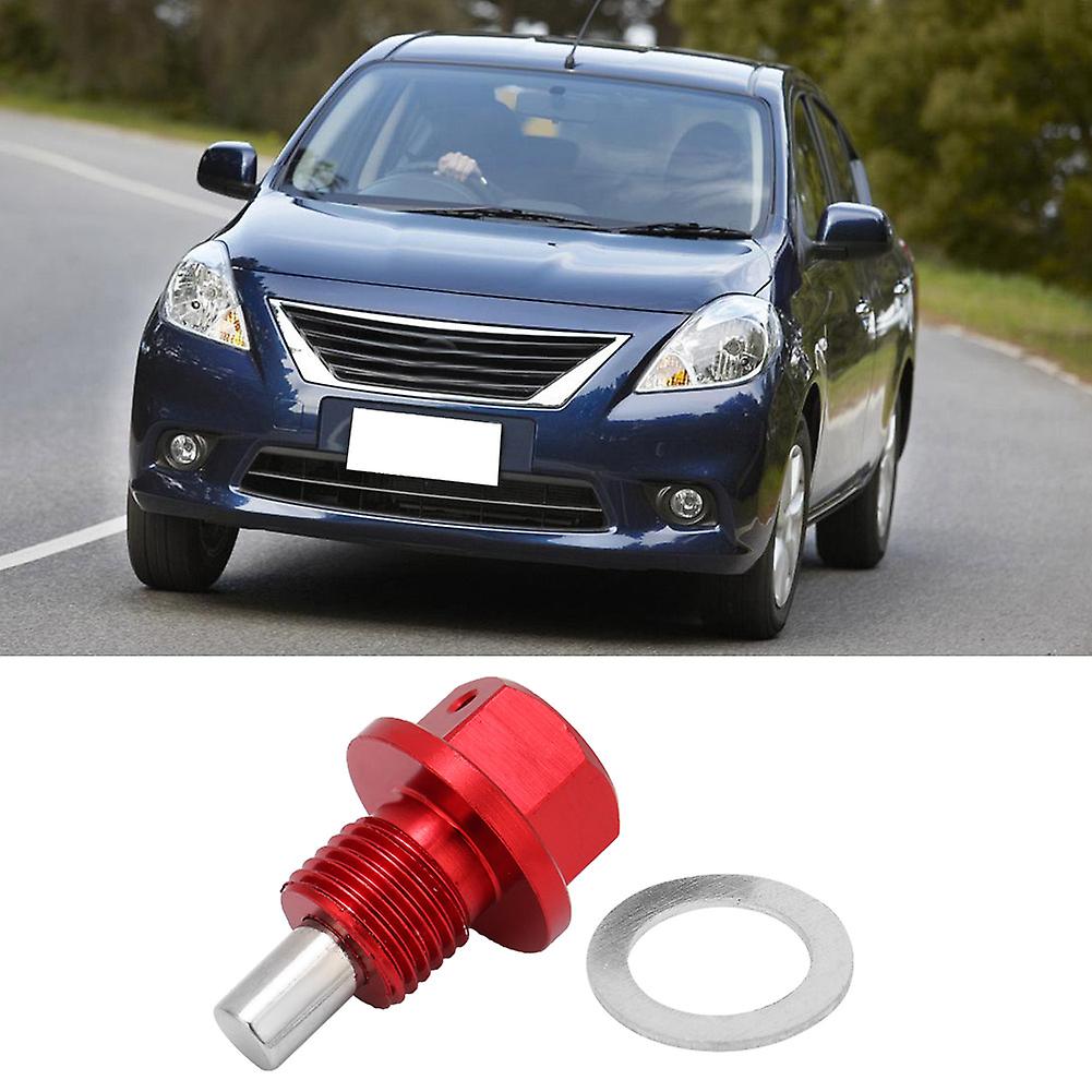 M12 * 1.25 Red Aluminum Alloy Car Magnetic Engine Oil Pan Drain Bolt Screw