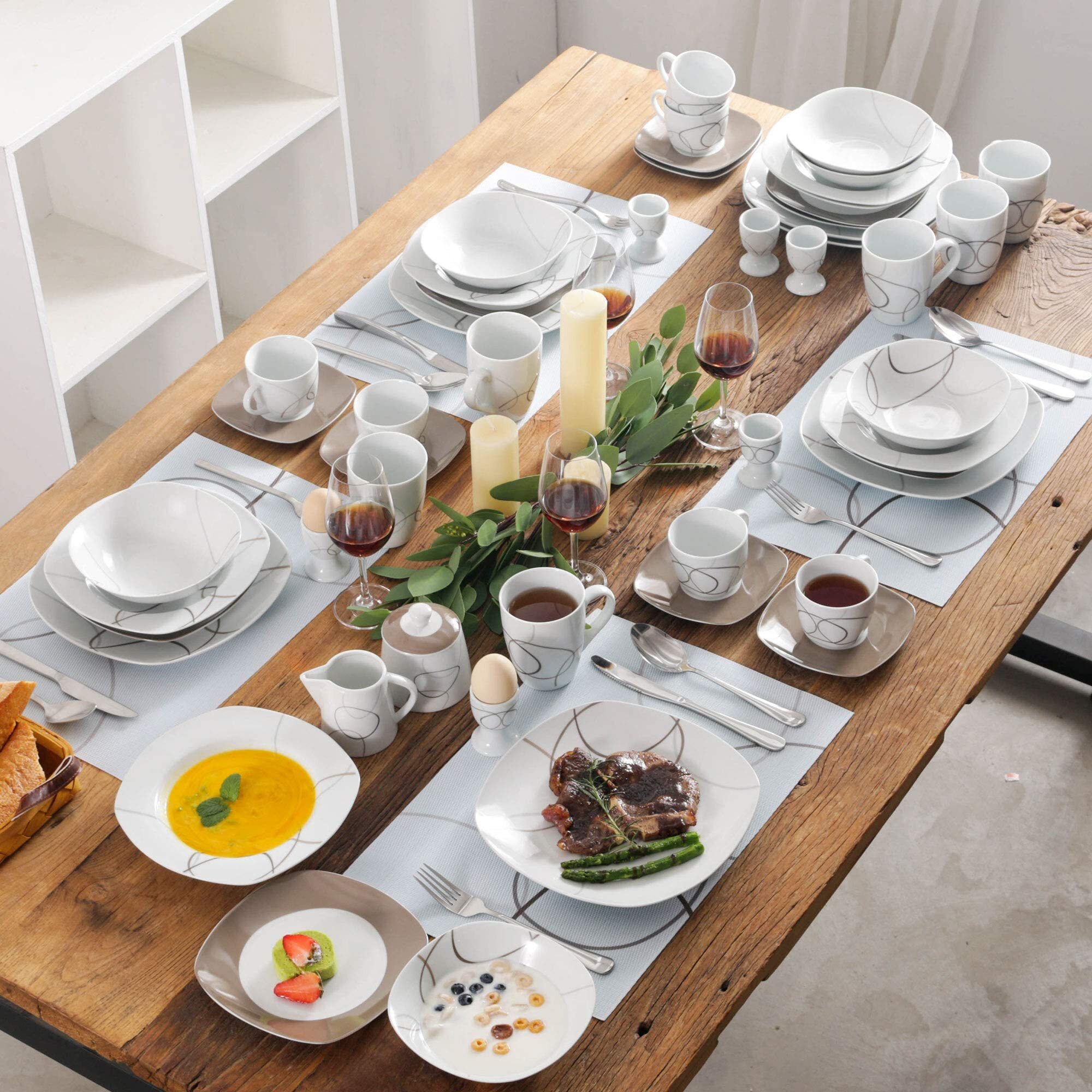 50-Piece Porcelain Dinnerware Set for 6