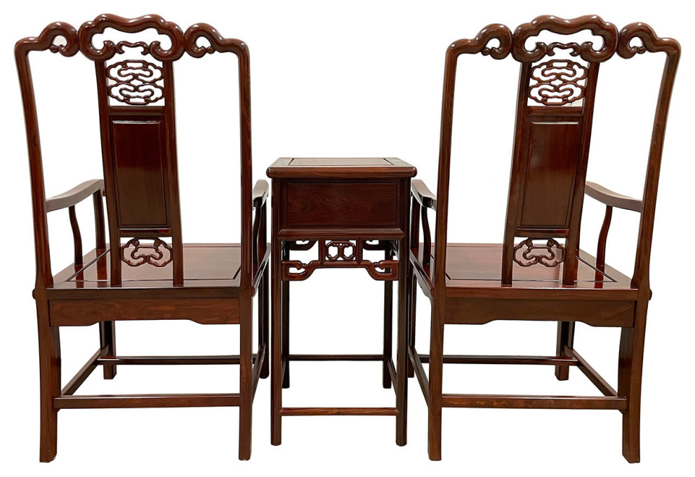 Consigned 20th Century Chinese Rorsewood Carved Armchairs Set   Asian   Living Room Furniture Sets   by Golden Treasures Antiques and Collectibles Inc  Houzz