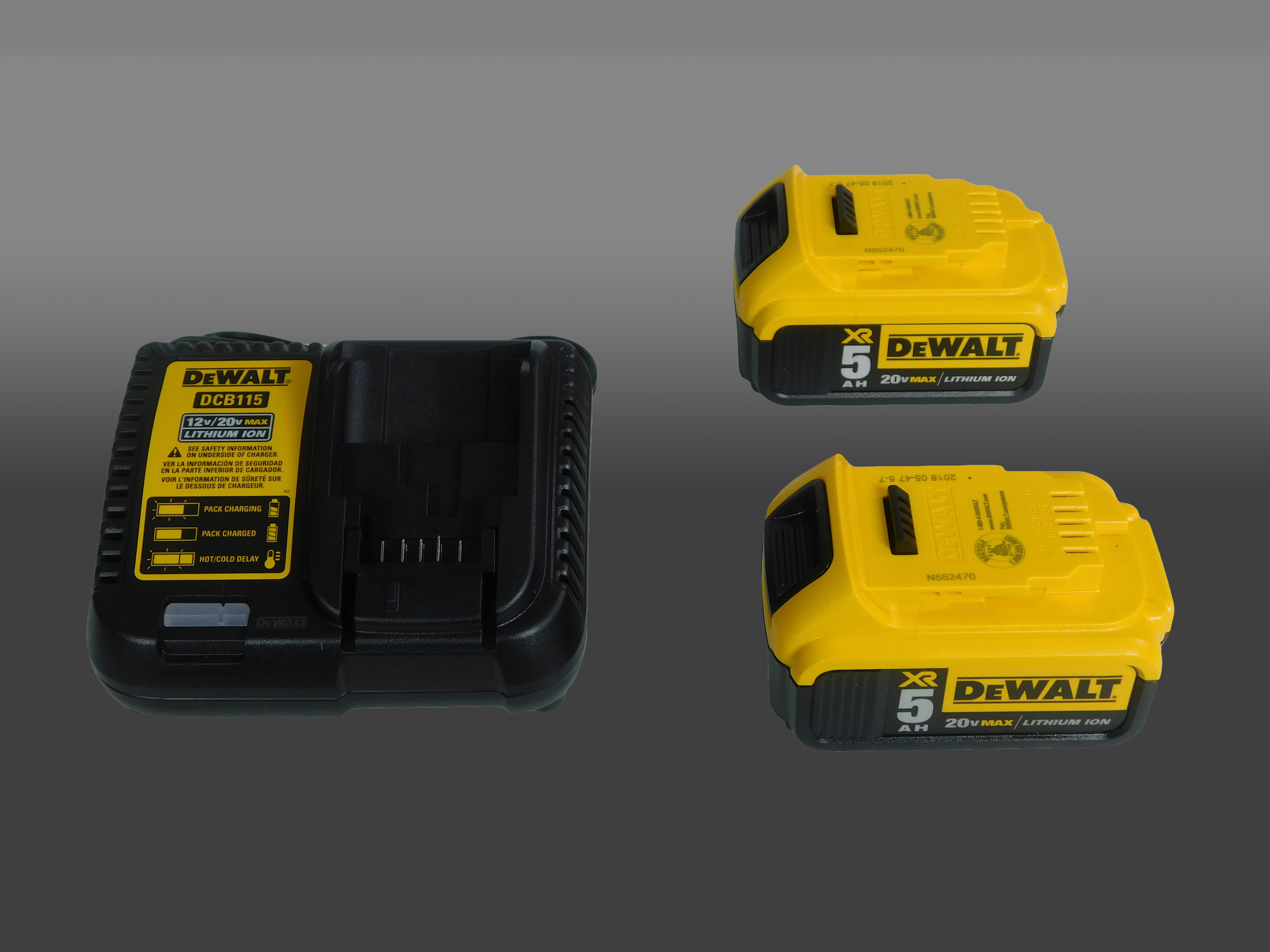 DeWALT Max XR Lithium-Ion 20V 5Ah Battery DCB205 - Two Pack with Charger