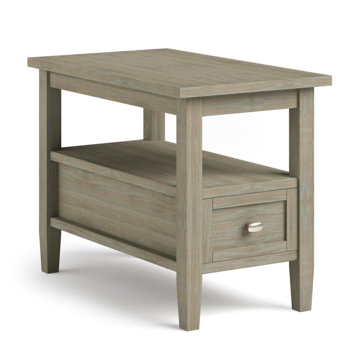 Brooklyn + Max Lexington Solid Wood 14 inch Wide Rectangle Rustic Narrow Side Table in Distressed Grey  Crowdfused