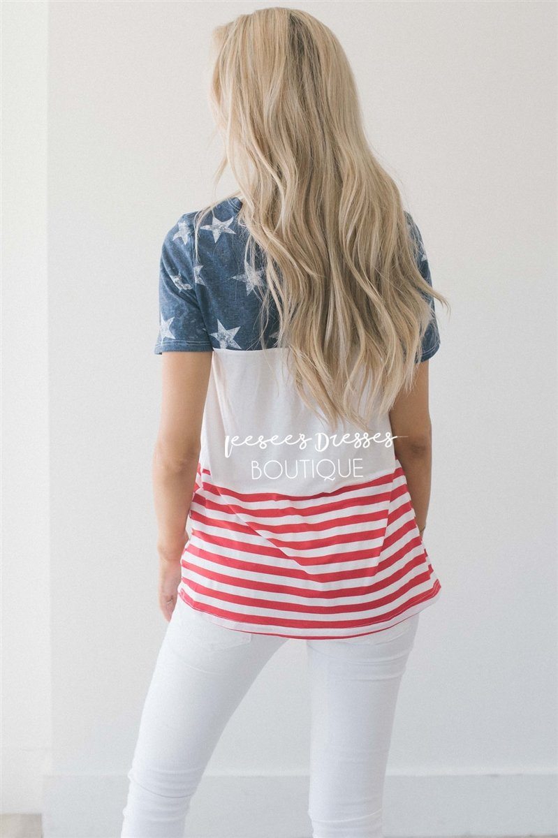 Color Block American Flag Top