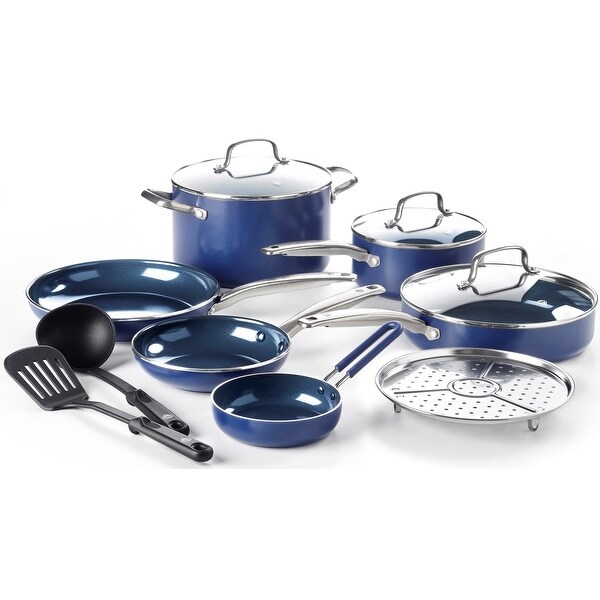 12-Piece Ceramic Non-Stick Cookware Set， Green