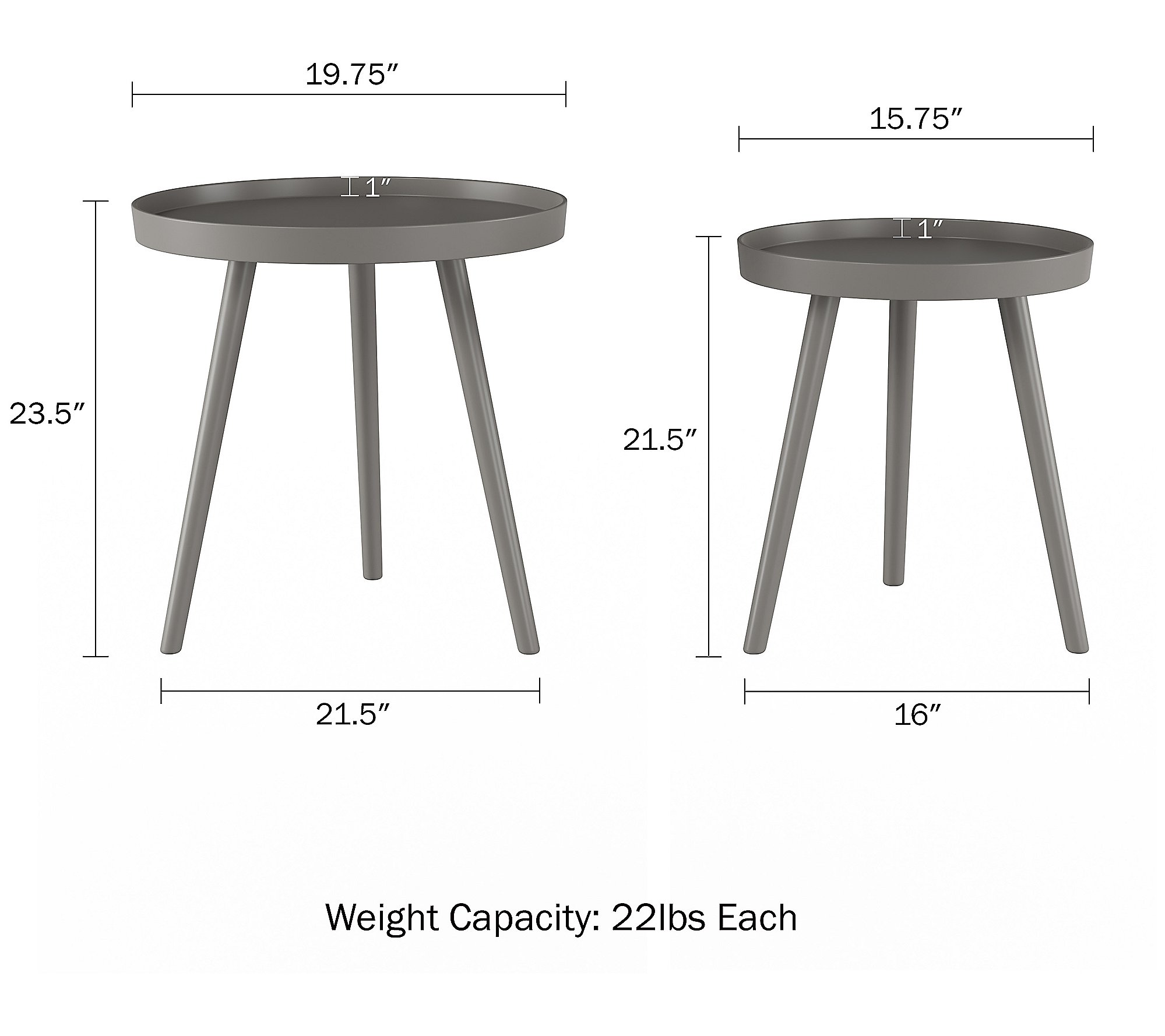 Lavish Home Set of 2 Round Nesting End Tables