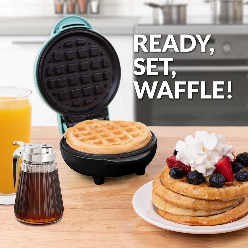 Nostalgia MyMini 5 in. Single Waffle Aqua Single Electric Waffle Maker MWF5AQ