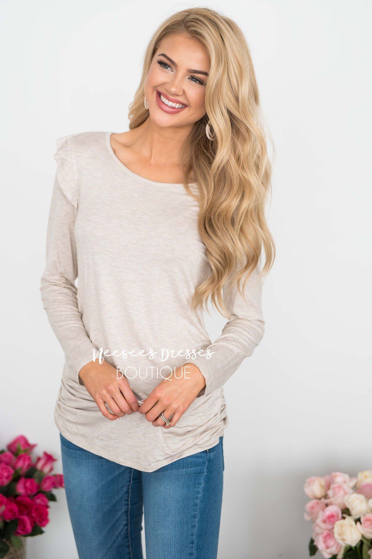 Be Extraordinary Ruffle Shoulder Sweater