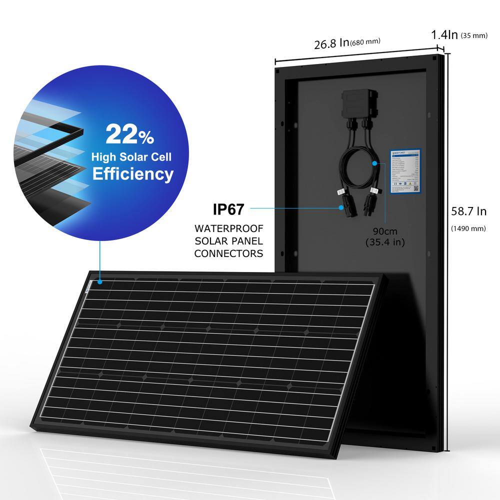 ACOPower 600-Watt Black Monocrystalline OffGrid Solar Power Kit 3 x 200-Watt Solar Panel with 40 Amp MPPT Charge Controller SPKM-3x200W40A