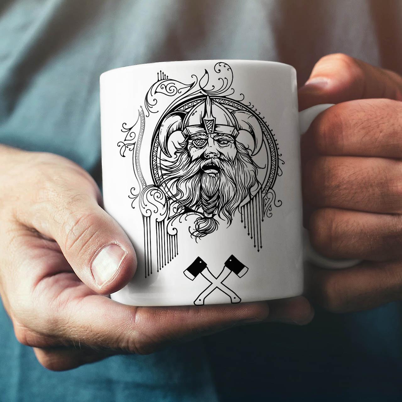 North Viking Warrior NEW White Tea Coffee Ceramic Mug 11 oz | Wellcoda