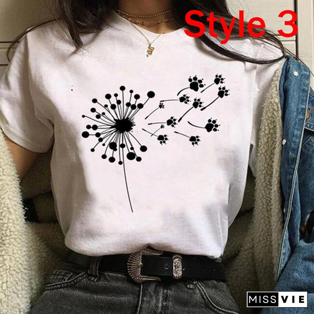 Women Clothes Lady Tees Graphic Printing Love Heart Sweet Valentine Cute Fashion Tops Female T Shirt Womens T-Shirt