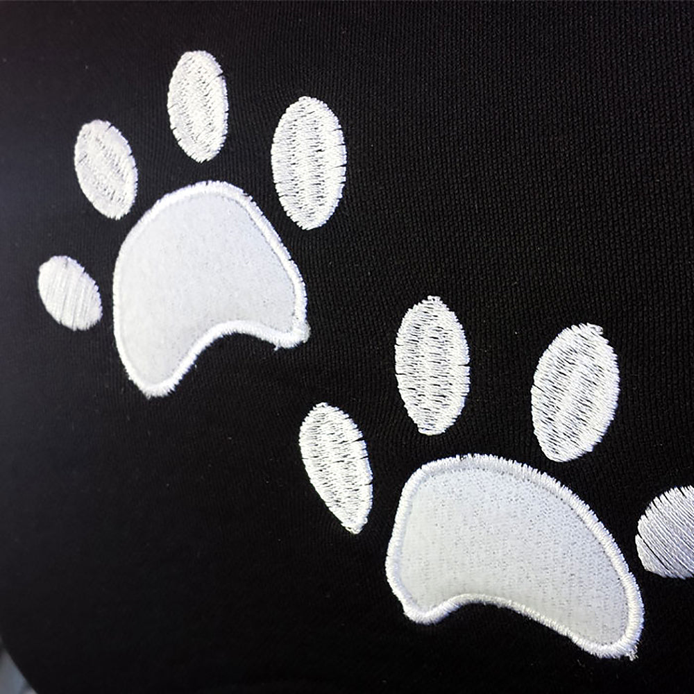 New Black Polyester Auto Car Truck SUV Seat Headrest Cover with White Paw Logo Universal Fit - One Piece