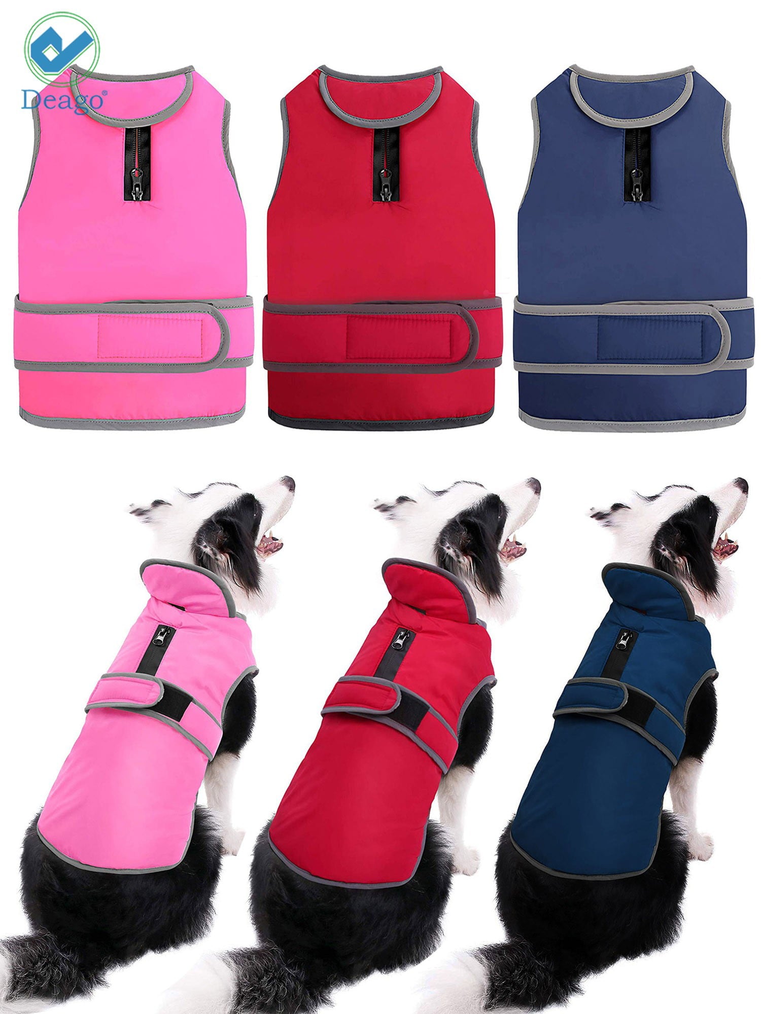 Deago Medium Dog Vest Jacket Padded Coat Sweater Warm Dog Clothes Pet Cold Weather Apparels