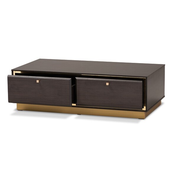 Cormac Transitional Wood and Metal 2-Drawer Coffee Table