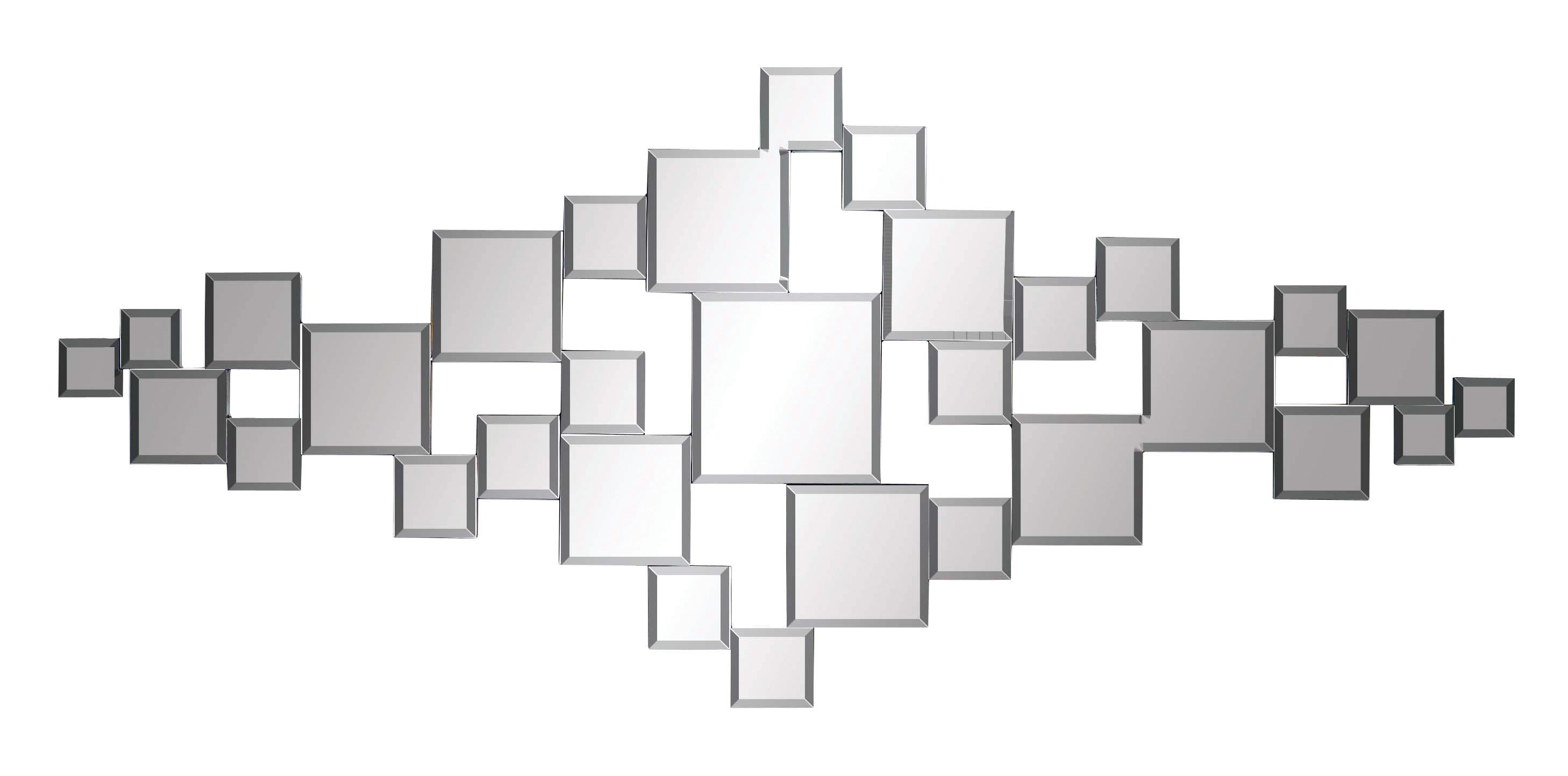 Silver Glam Wood Wall Mirror 48 x 21