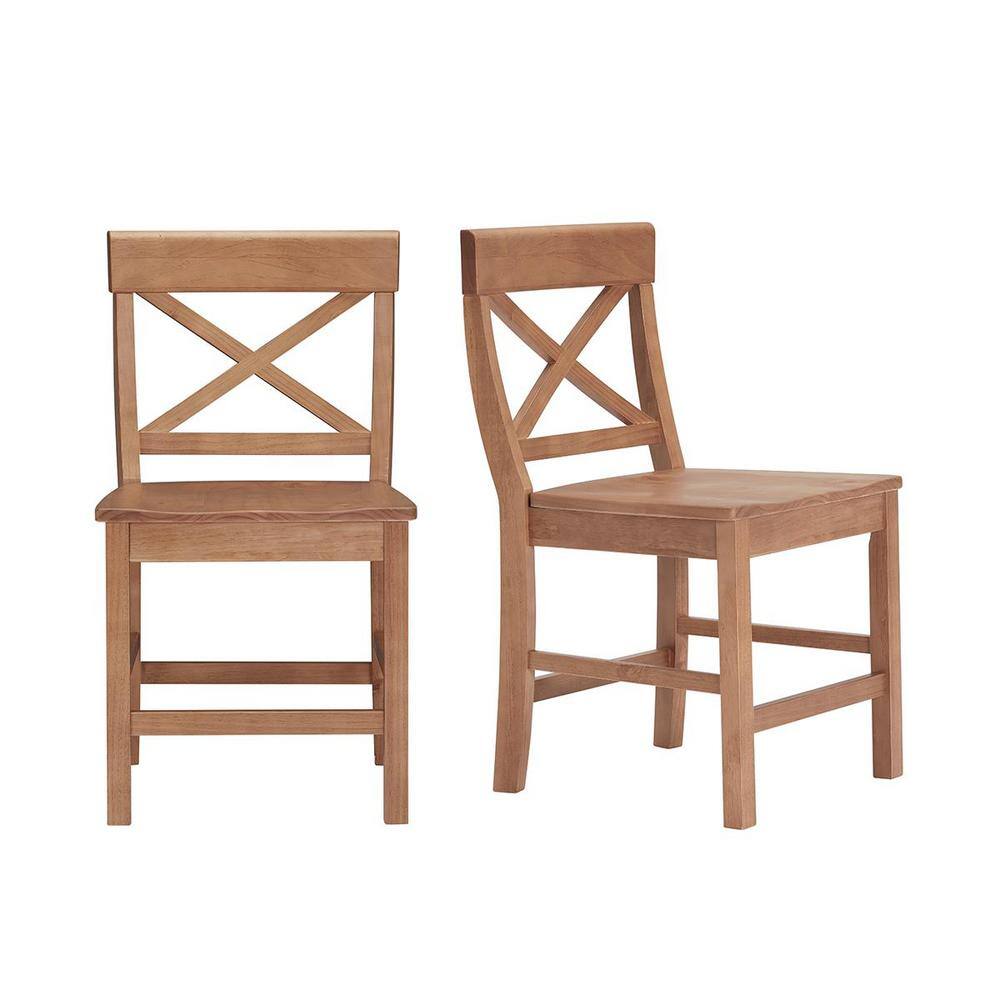 StyleWell Cedarville Patina Oak Finish Dining Chair with Cross Back (Set of 2) (19.42 in. W x 31.98 in. H) DC 2005 CHR-P