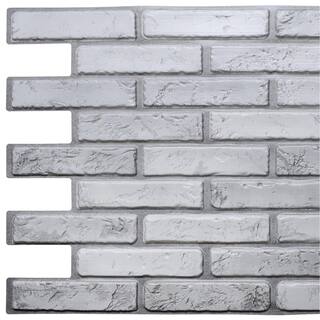 Dundee Deco 3D Falkirk Retro 101000 in. x 38 in. x 20 in. Off White Grey Faux Brick PVC Wall Panel TP10009236