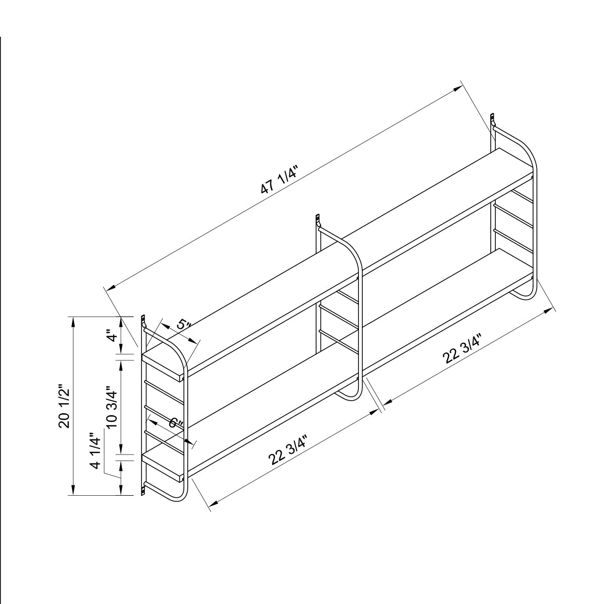 223098 | WALL MOUNT SHELVES - DARK TAUPE & BLACK