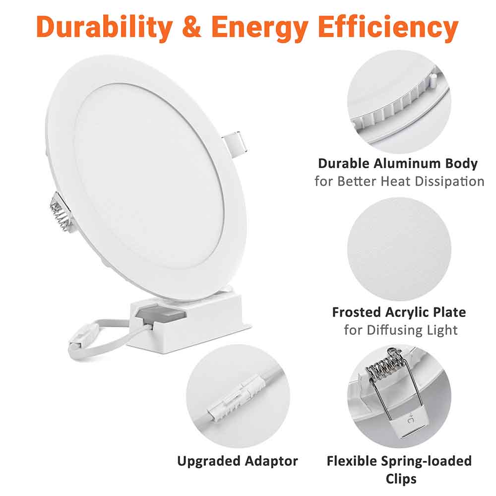 Yescom LED Recessed Ceiling Light 18W Dimmable White 6ct/Pack