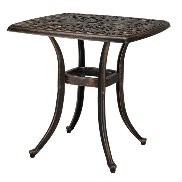 Square Garden Cast Aluminum Table Bronze Patio Side Table