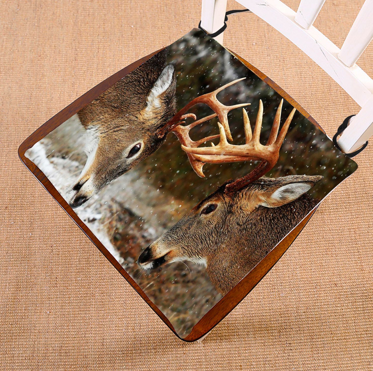 ZKGK Deer Seat Pad Seat Cushion Chair Cushion Floor Cushion Two Sides 16x16 Inches