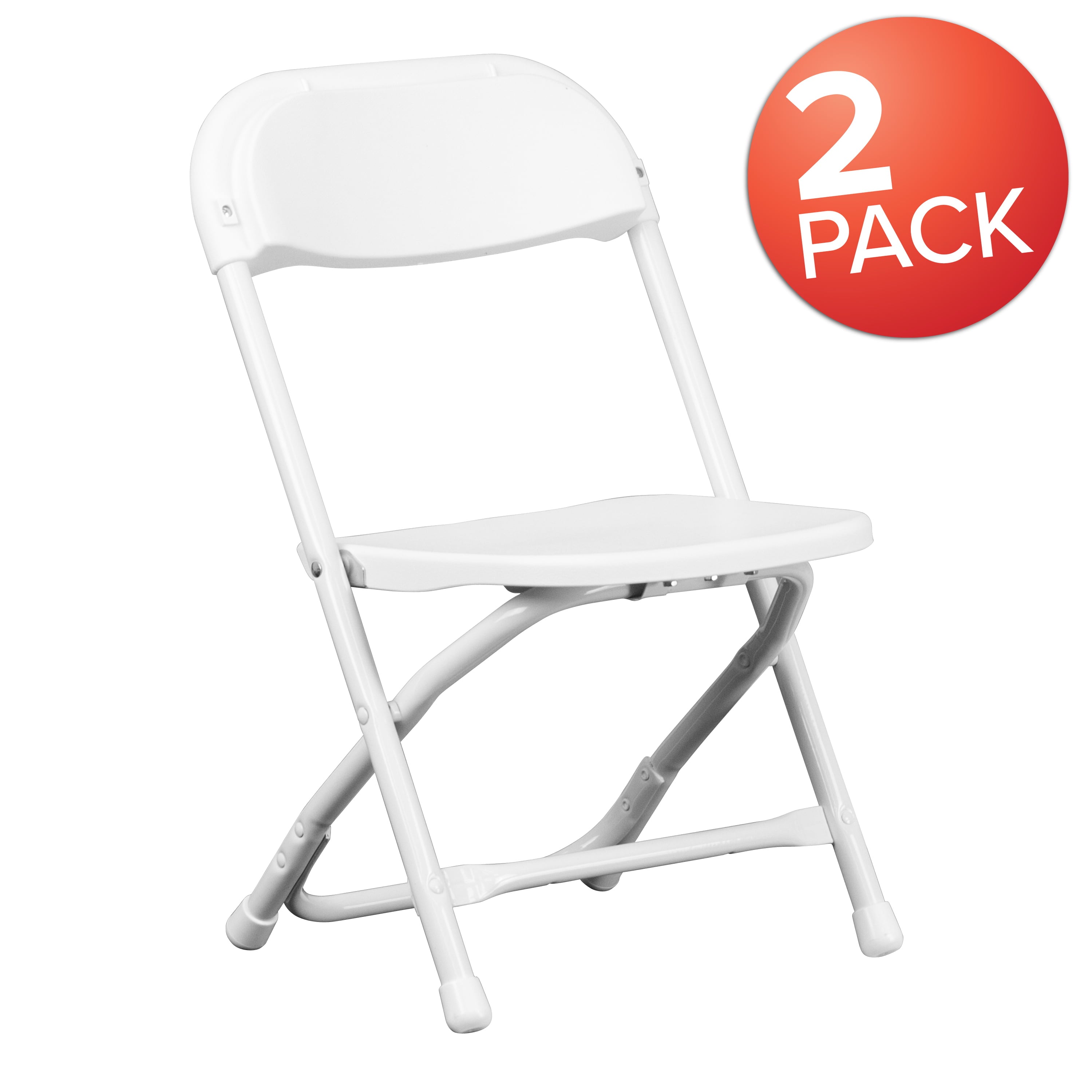 Emma + Oliver 2 Pack Kids White Plastic Folding Chair