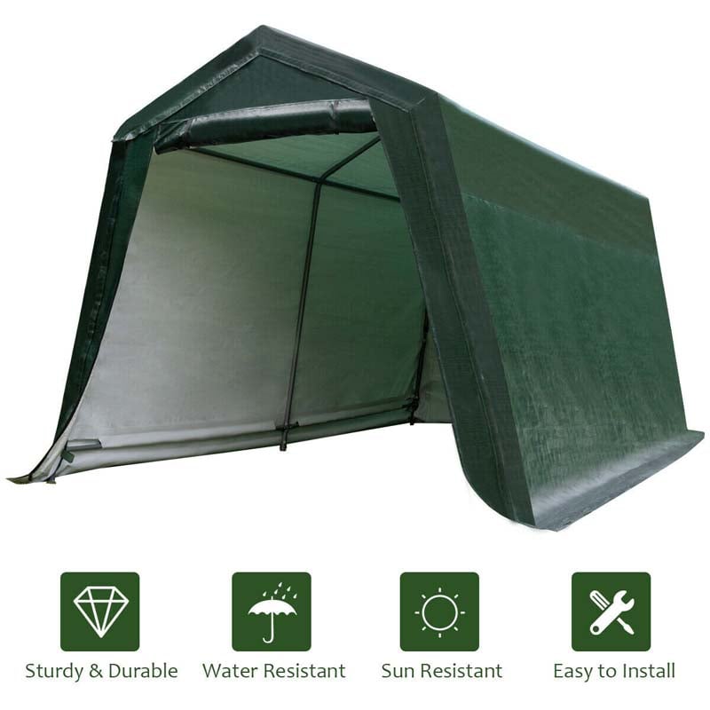 10 x 10 FT Outdoor Patio Steel Carport Canopy Tent Storage Shelter Garage Shed for Motorcycle ATV Car Bike