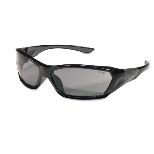 MCR Safety ForceFlex Safety Glasses， Black Frame， Gray Lens (FF122)