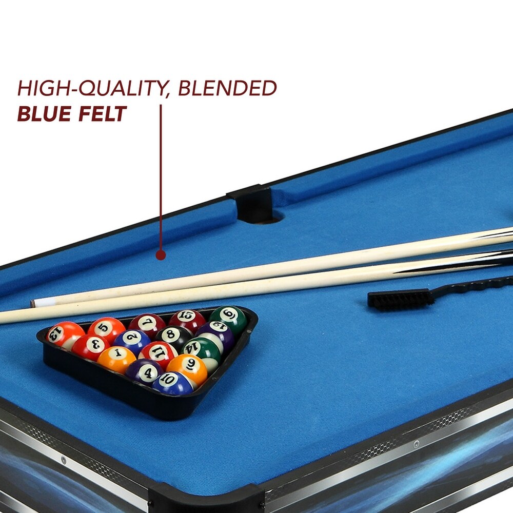 Breakout 40 in Tabletop Pool Table   Blue and Silver Finish