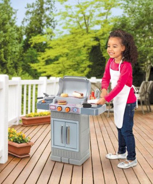 Little Tikes Cook 'n Grow BBQ Grill 8-Piece Pretend Play Kitchen Toys Playset, Gray, For Kids Toddlers Boys Girls Ages 2 3 4+