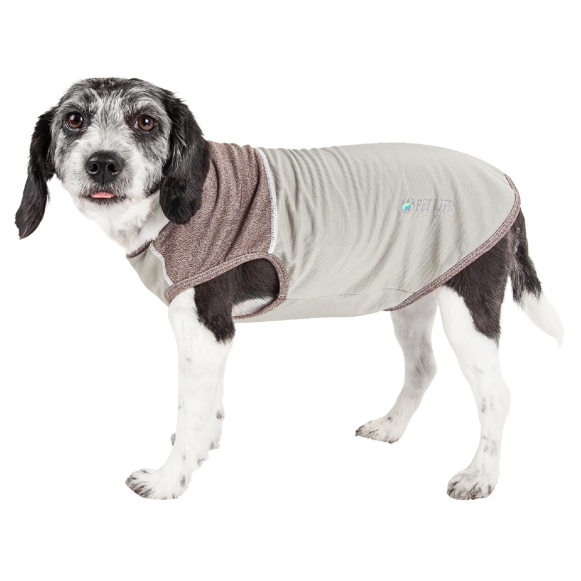 PET LIFE Active Aero-Pawlse Heathered Grey Quick-Dry Dog Tank Top T-Shirt， X-Small