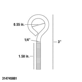 Everbilt 14 in.-20 x 3 in. Zinc Eye Bolt (2-Pack) 824411