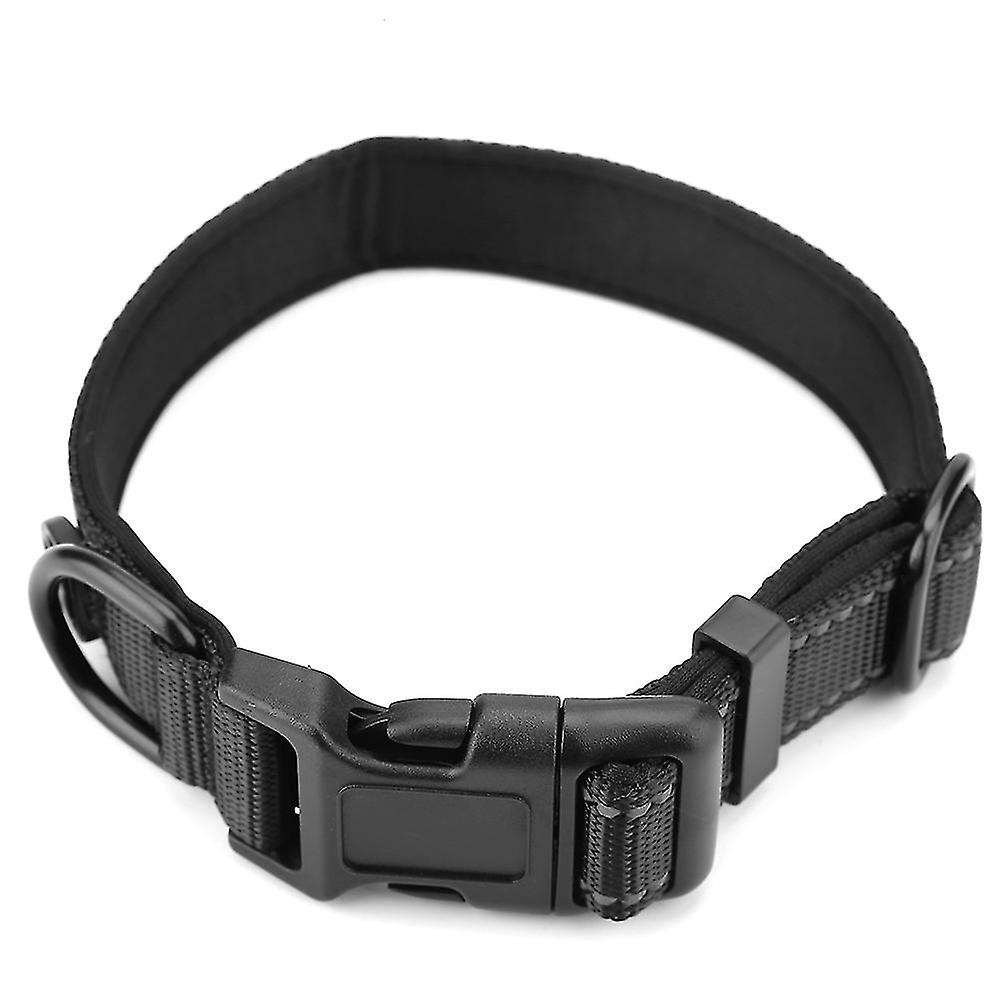 Reflective Nylon Dog Collars Adjustable Safe Pet Collar for Small Medium Large Dogs(Black L)