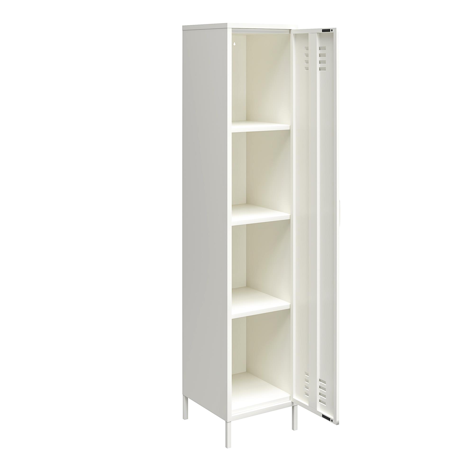 Shadwick 1 Door Tall Single Metal Locker Style Storage Cabinet， White