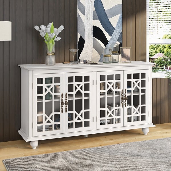 Sideboard with Adjustable Height Shelves Metal Handles and 4 Doors