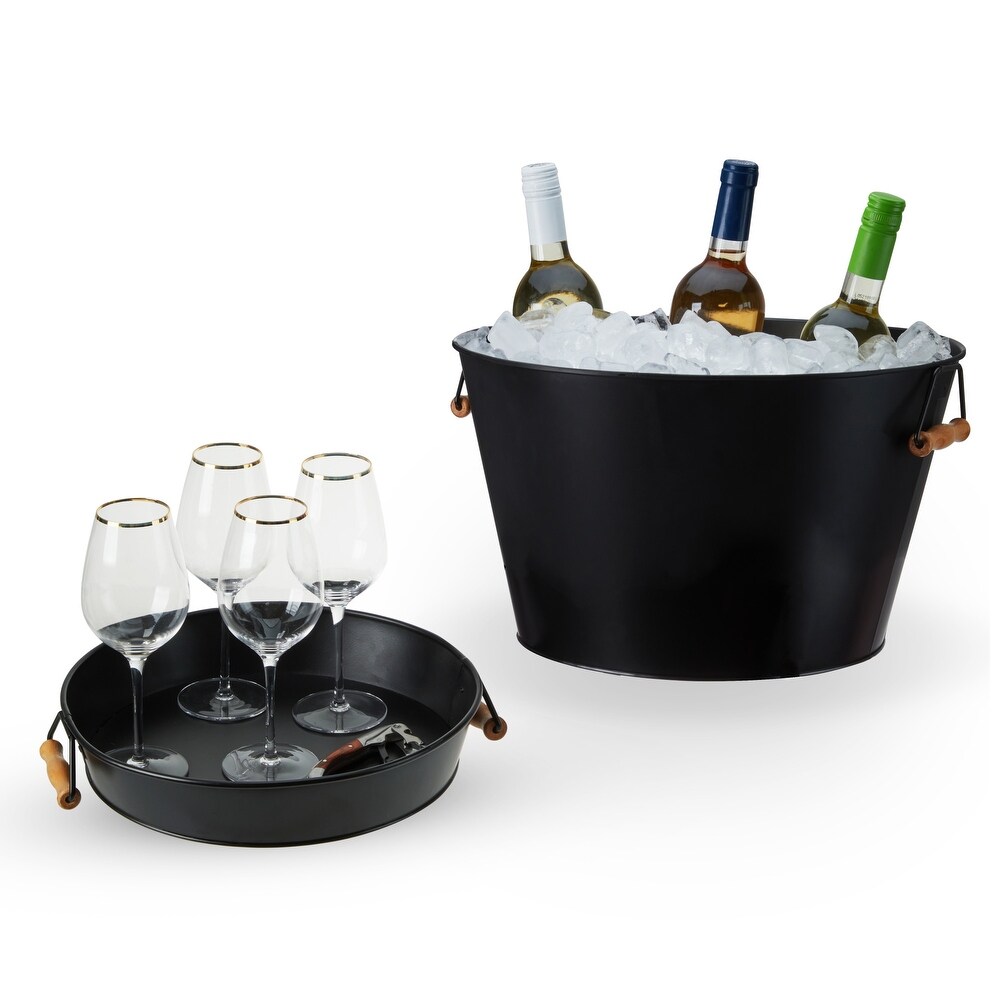 Black Beverage Tub with Stand   Tray by Twine Living
