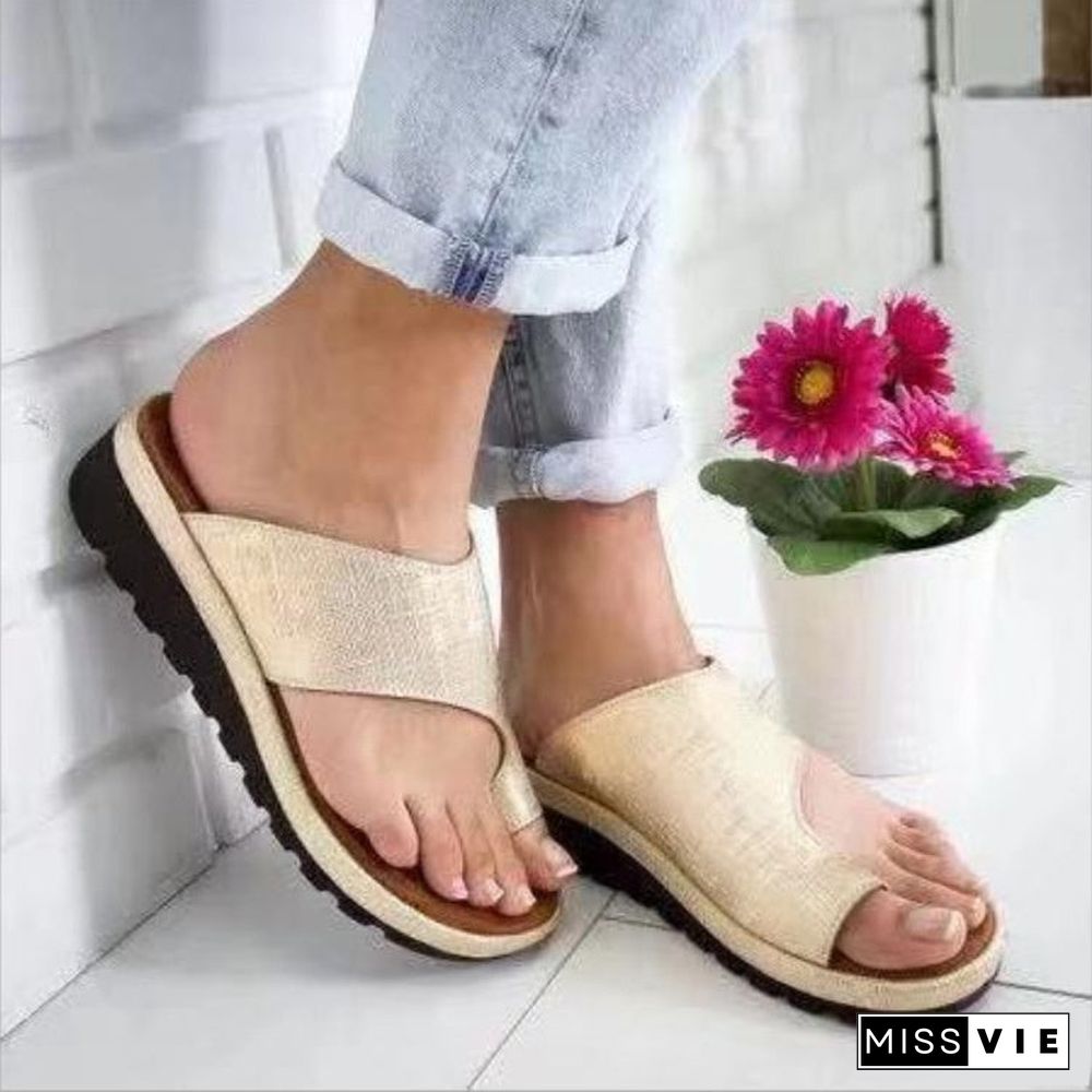 Women's Summer Toe Ring Wedge Slippers