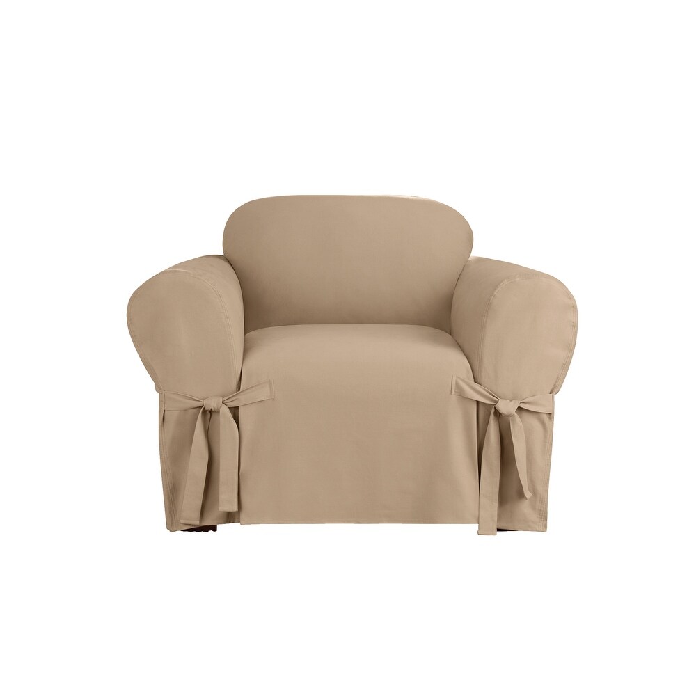 SureFit Heavyweight Cotton Duck One Piece Chair Slipcovers with Seat Elastic